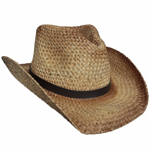 Fox outdoor straw hat, with chin strap, western hat light brown